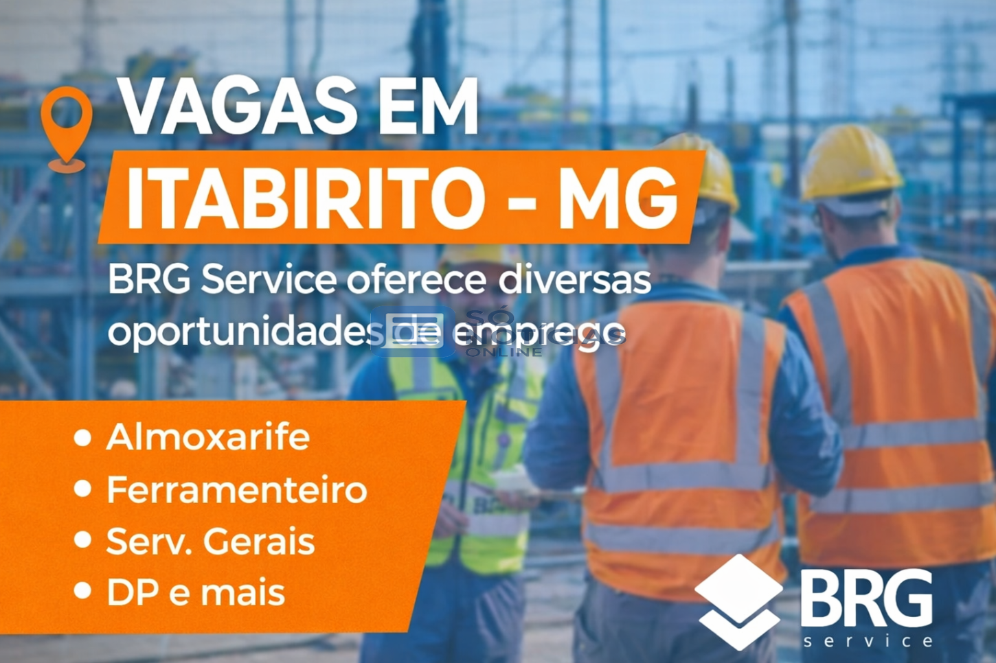 BRG Service abre diversas vagas de emprego em Itabirito com benefícios completos