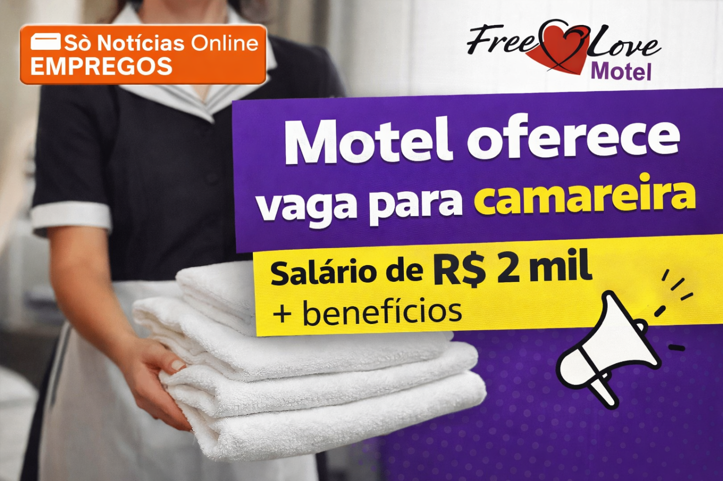 Motel oferece vaga para camareira com salário de R$ 2 mil e benefícios