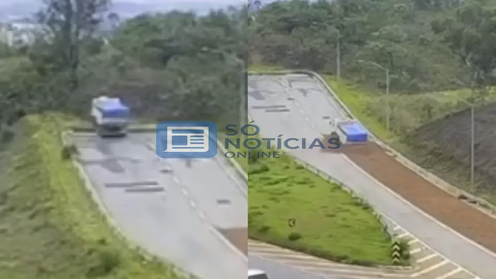 Vídeo: caminhoneiro passa reto e volta de ré na área de escape do Anel Rodoviário, em BH