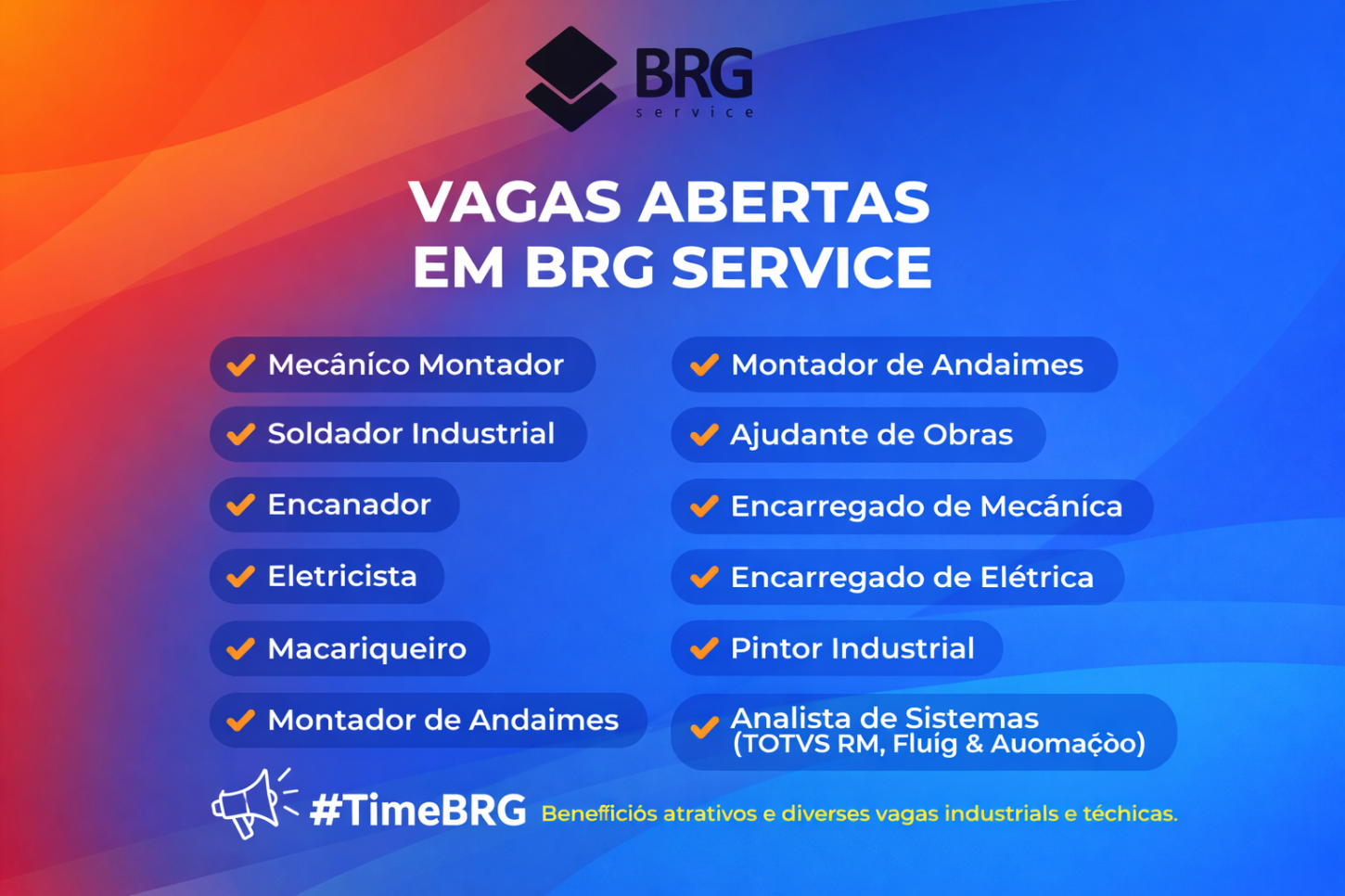 BRG Service realiza feirão de vagas neste sábado com oportunidades em diversas áreas