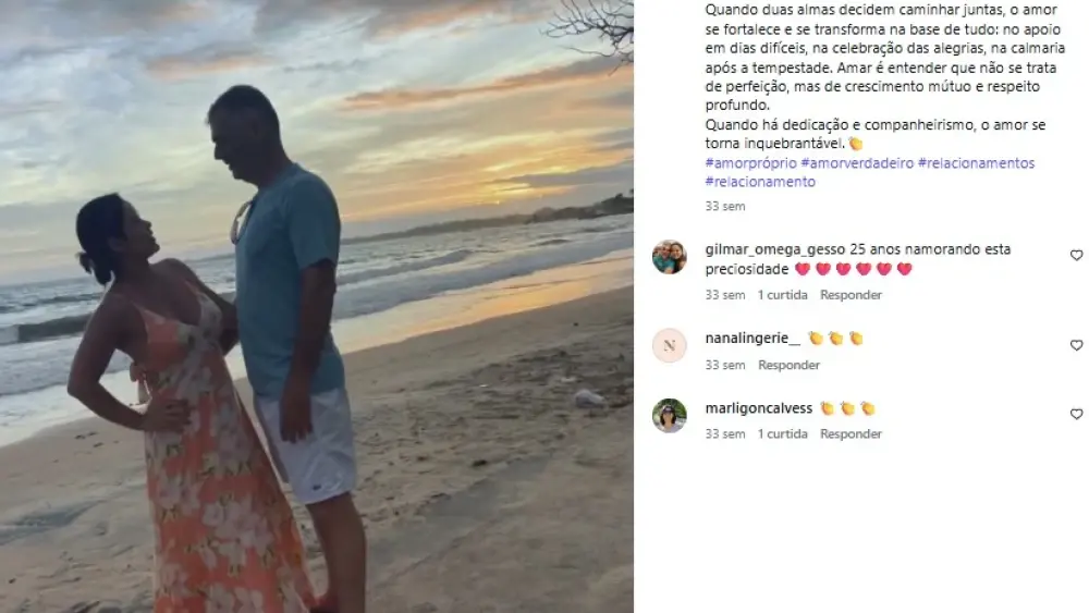 Declarações da esposa de Gilmar, nas redes sociais.