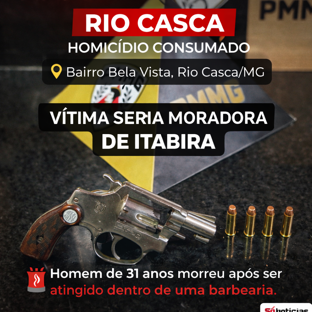 Rio Casca: homem de 31 anos, que seria morador de Itabira, morre em homicídio dentro de barbearia