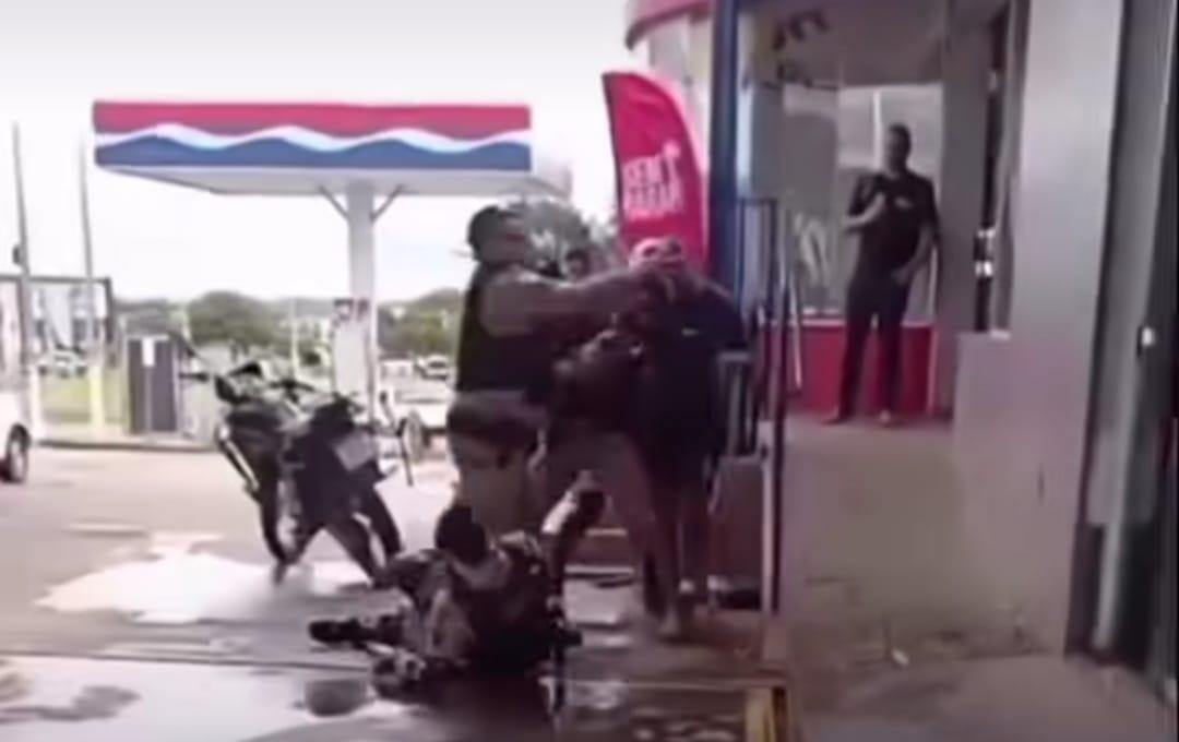 Momento de tensão: policial militar fica ferido durante abordagem em posto de combustíveis, veja o vídeo 
