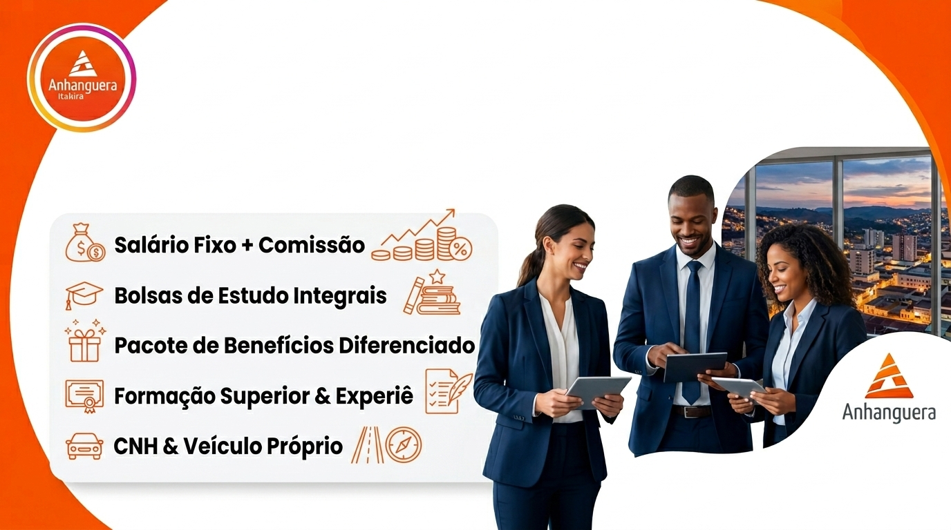 Anhanguera Itabira busca Consultor Comercial com foco em metas e expansão