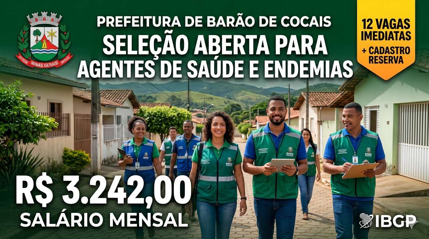Barão de Cocais abre seleção com salários de R$ 3,2 mil para a área da saúde