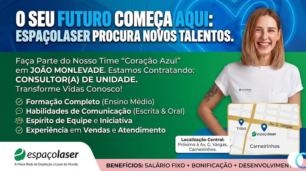 Espaçolaser abre vaga de emprego para Consultor de Unidade em João Monlevade