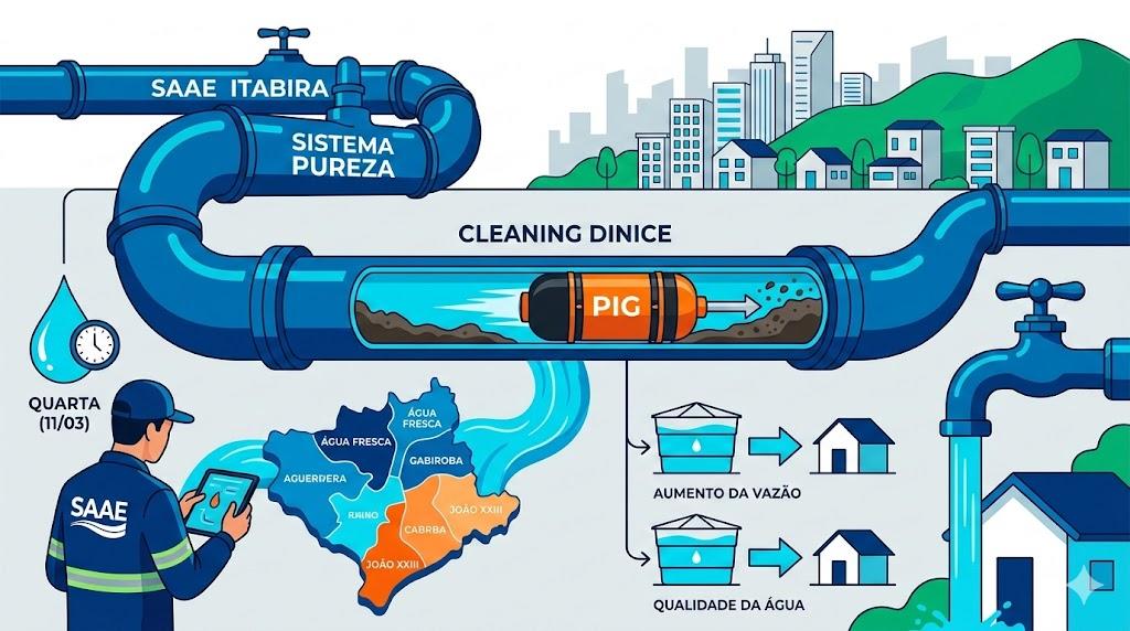 Faxina pesada nas tubulações: Itabira terá pausa no abastecimento em mais de 40 bairros