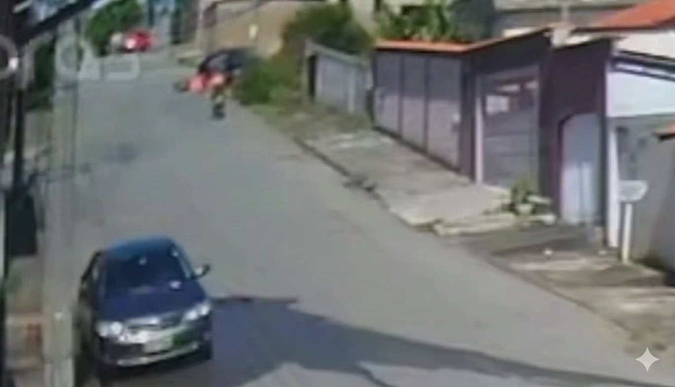 Motociclista vai parar debaixo de carro após colisão no bairro Eldorado