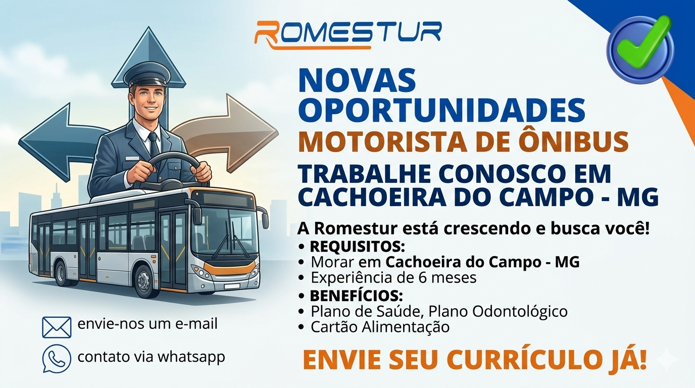 ROME STUR ABRE PROCESSO SELETIVO PARA MOTORISTAS EM MINAS GERAIS