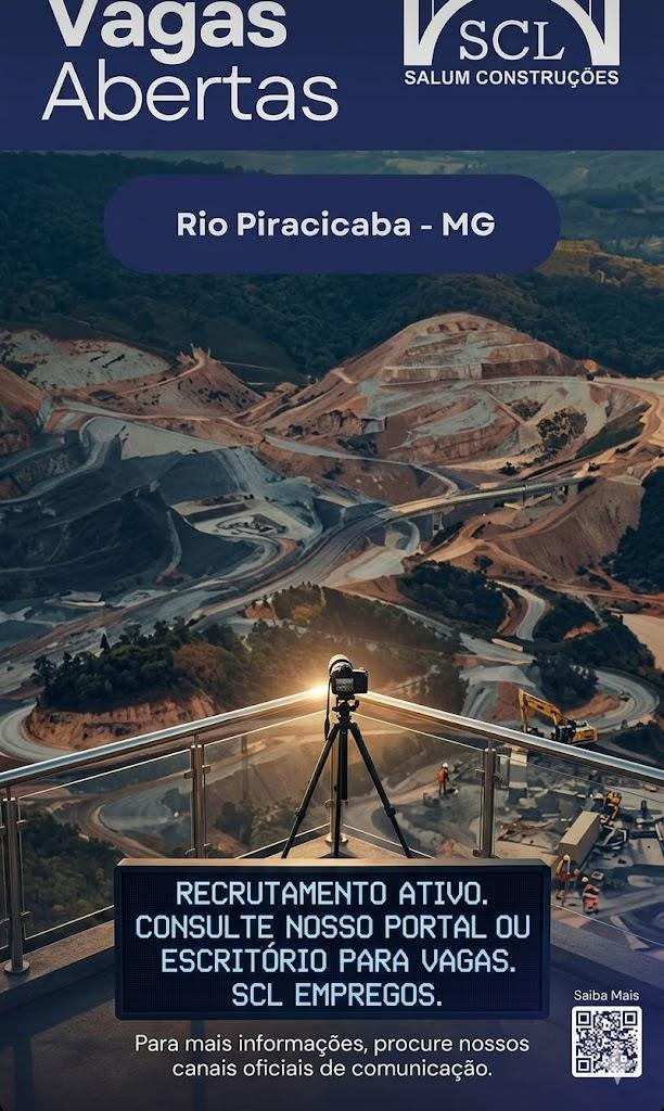 Salum Construções abre vagas de emprego em Rio Piracicaba; confira os cargos