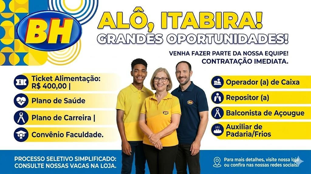 Supermercados BH abre vagas em Itabira com benefícios e sem exigência de experiência