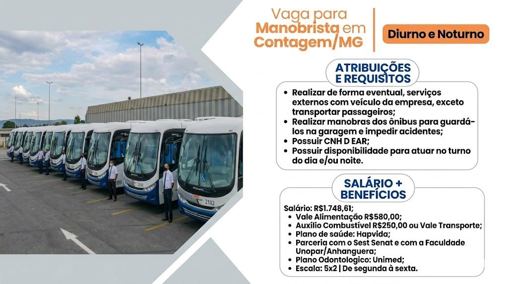 VMG Abre Vagas para Manobristas em Contagem: Salário de R$ 1.748 e Benefícios Completos