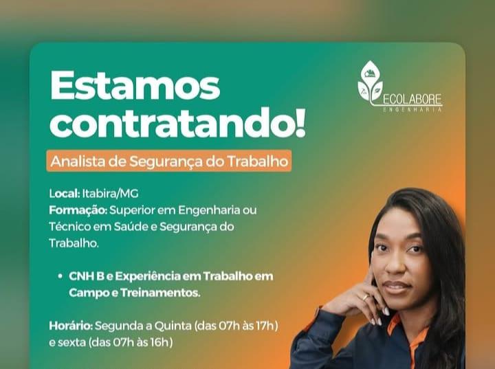 Ecolabore Engenharia abre vaga para Analista de Segurança do Trabalho