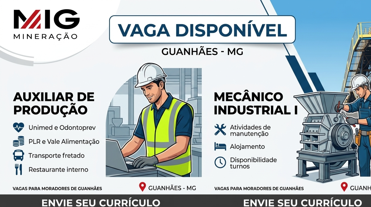 MIG Mineração abre novas vagas de emprego em Guanhães (MG)