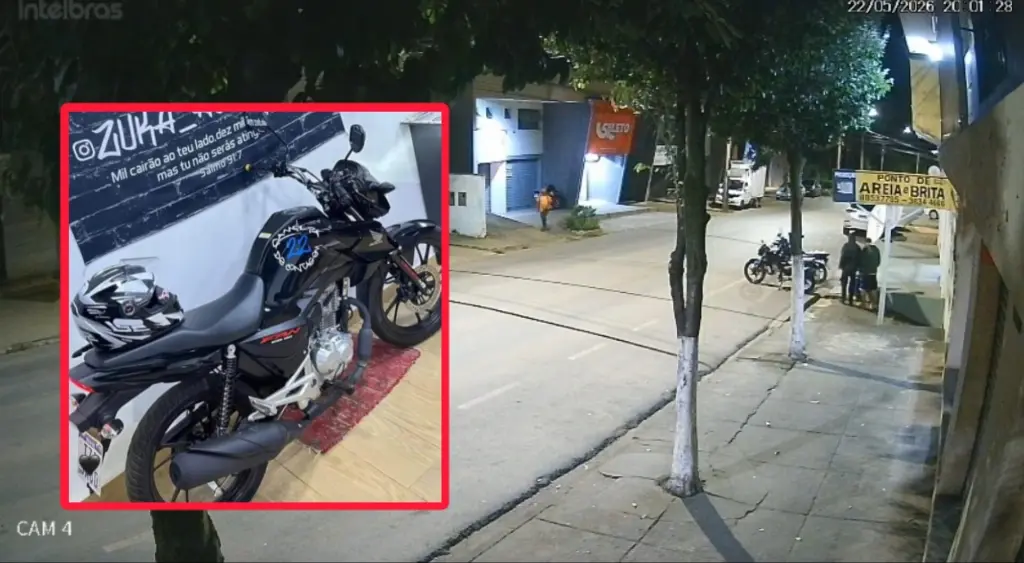 Vídeo - Dupla armada rouba moto e celular no Areão, em Itabira