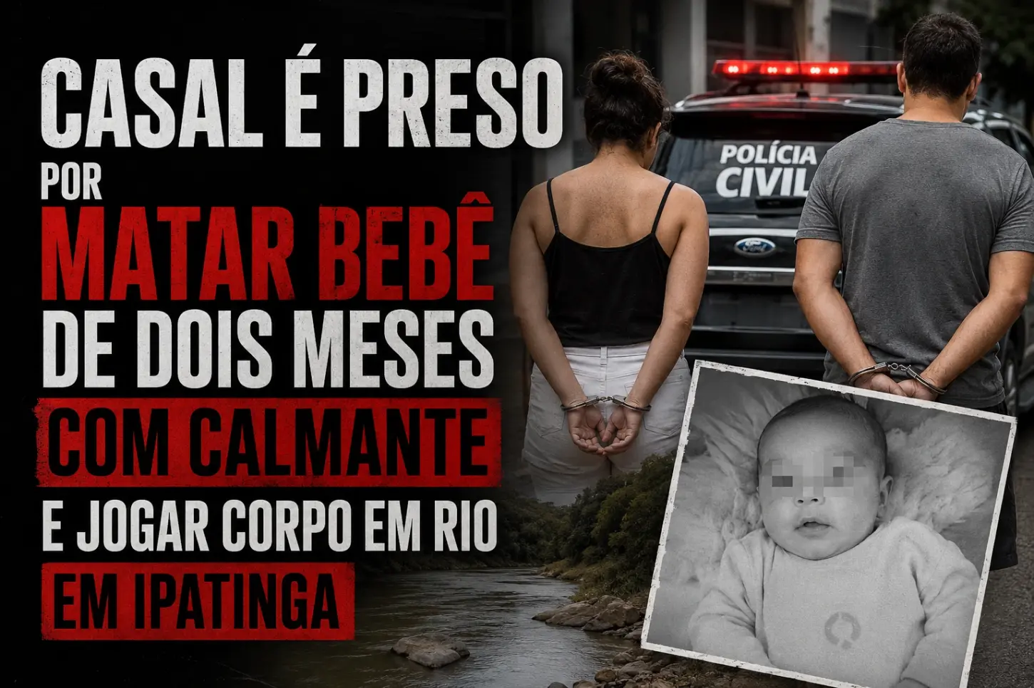 Casal é preso por matar bebê de dois meses com calmante e jogar corpo em rio em Ipatinga