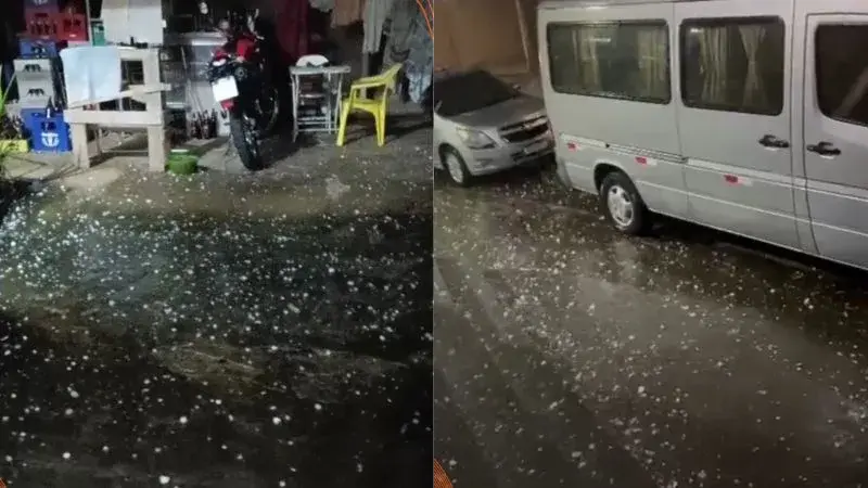 Chuva de granizo surpreende moradores de João Monlevade, São Gonçalo e Nova Era