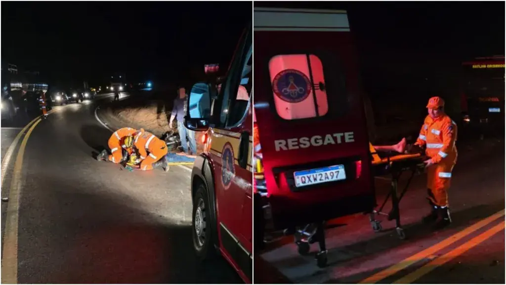 Colisão frontal entre moto e van deixa motociclista gravemente ferido na MGC-369 em Alfenas