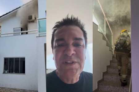 Em lágrimas, cantor gospel Régis Danese mostra incêndio em casa em Uberlândia e pede orações