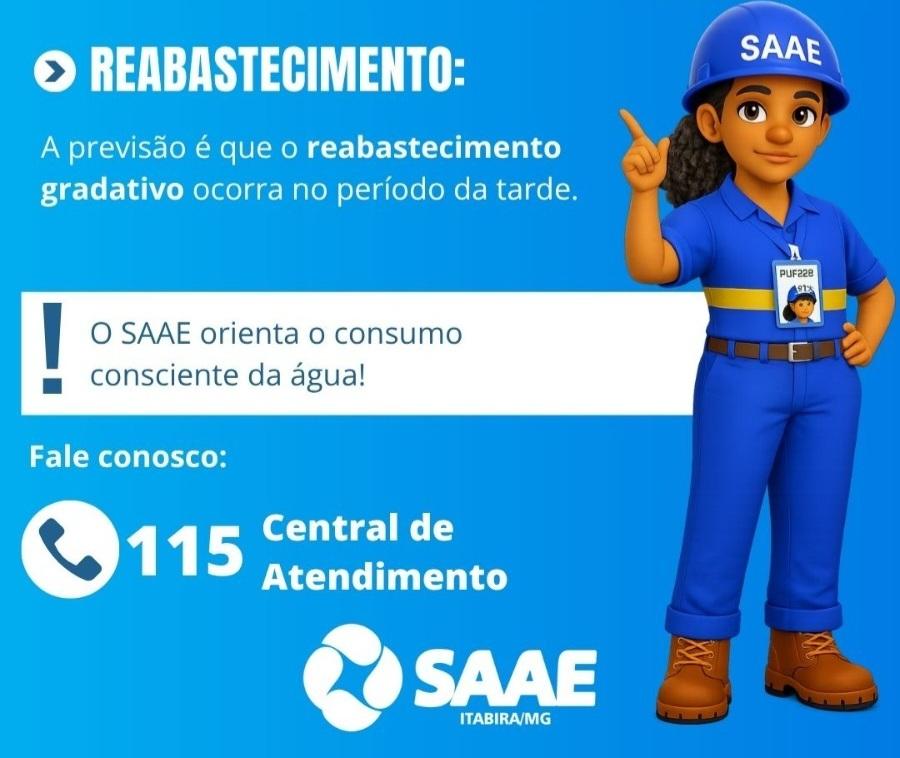 SAAE interrompe abastecimento de água em Ipoema (Itabira) na quinta-feira