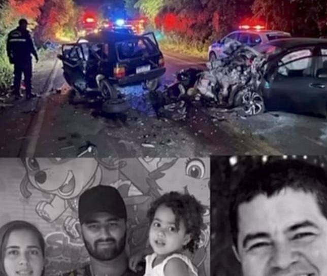 Acidente entre dois carros na MG-111 deixa quatro mortos, incluindo casal e filha de três anos
