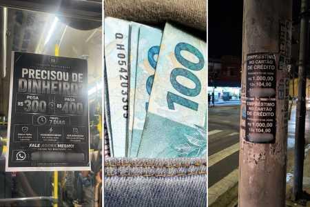 Agiotas usam cartazes em ônibus de BH para atrair vítimas com juros que passam de 140% ao mês