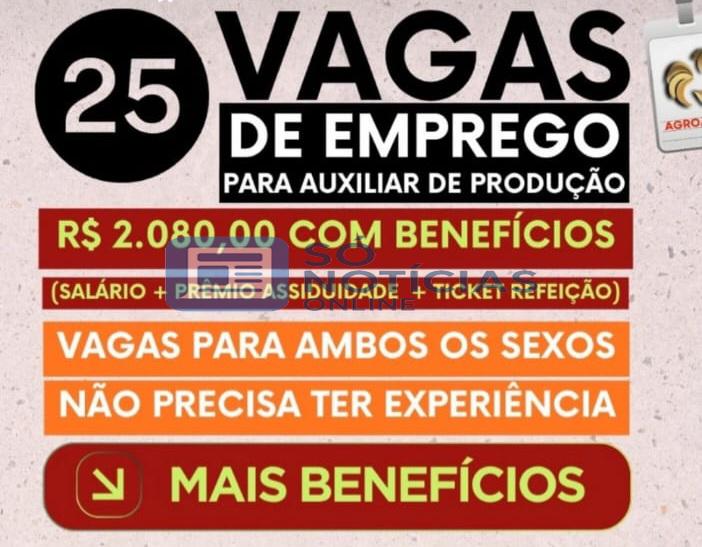 25 vagas de emprego sem experiência em Itabira: Agroaves paga R$ 2.080 e ainda dá kit de produtos todo mês