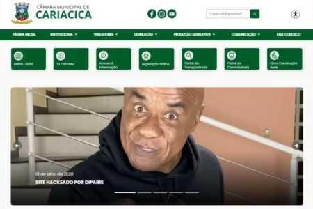 Hacker invade site da Câmara de Cariacica-ES e coloca foto de Kid Bengala na página principal