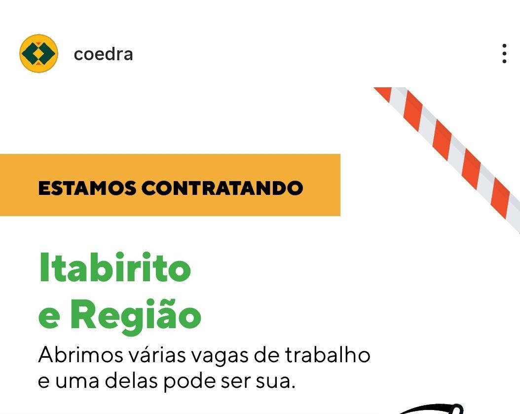 Coedra abre 204 vagas de emprego em Itabirito para operadores de máquinas pesadas, motoristas e técnicos