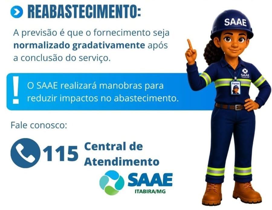 SAAE alerta para intermitência no abastecimento de água em Itabira nesta terça