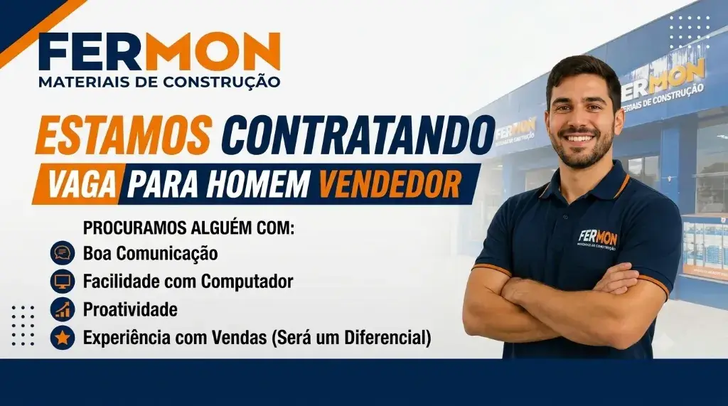 Fermon tem vaga de emprego para vendedor com salário a combinar em João Monlevade