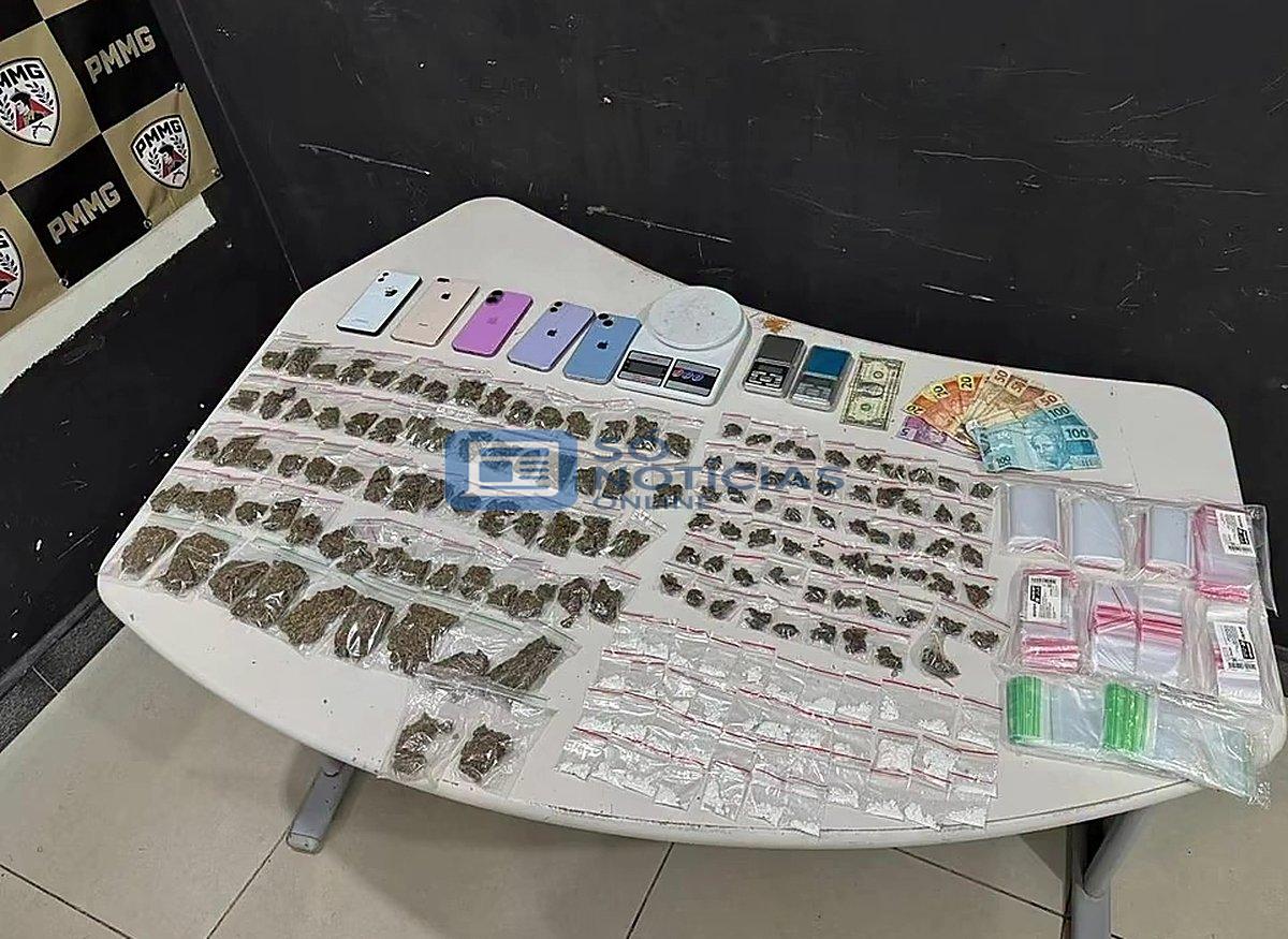 PM prende três pessoas e apreende 173 porções de drogas em Itabira