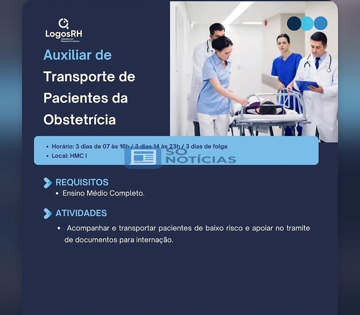 Hospital Márcio Cunha abre vaga de auxiliar de transporte de pacientes; veja como se candidatar