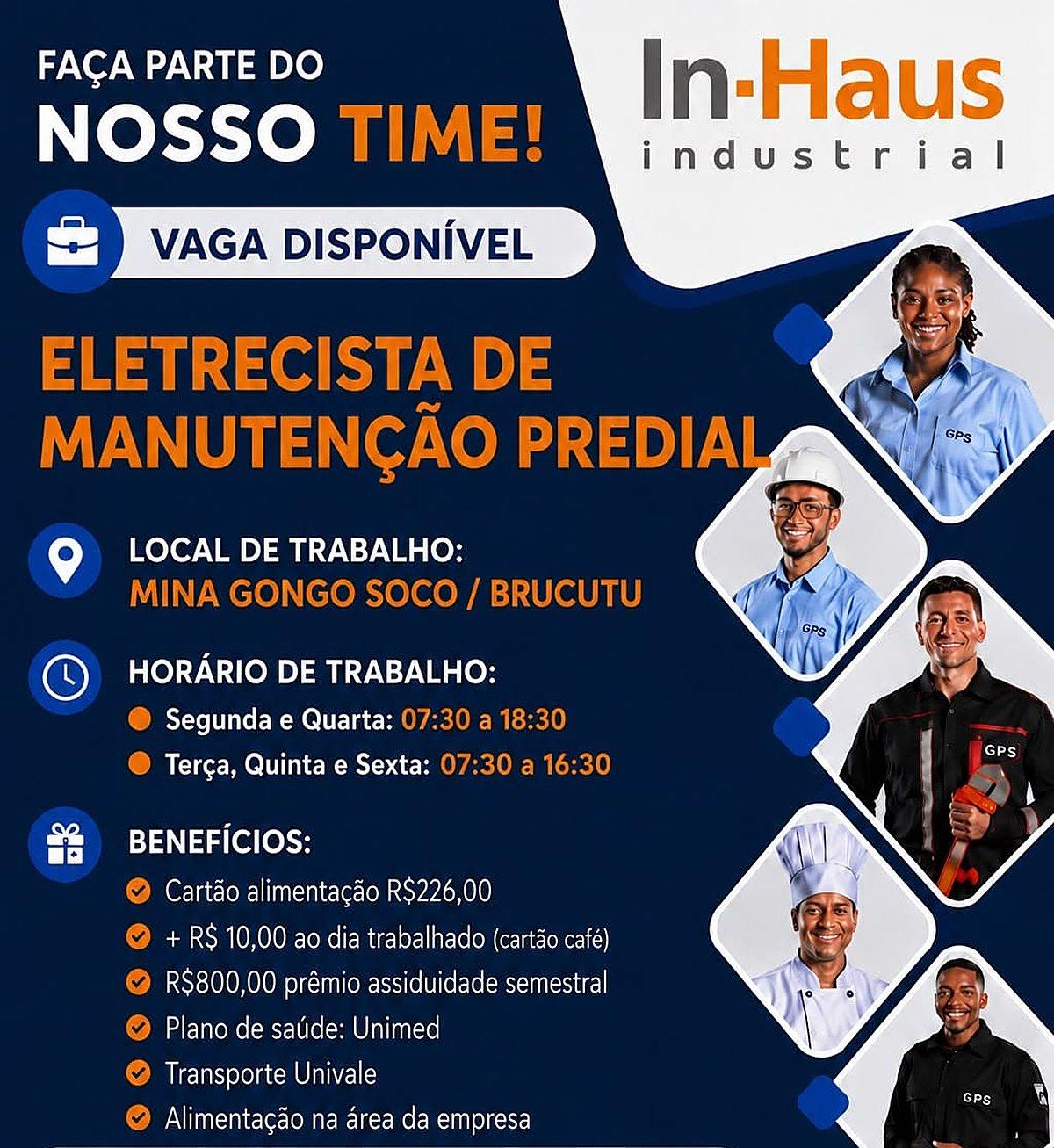 In-Haus Industrial contrata Eletricista de Manutenção Predial