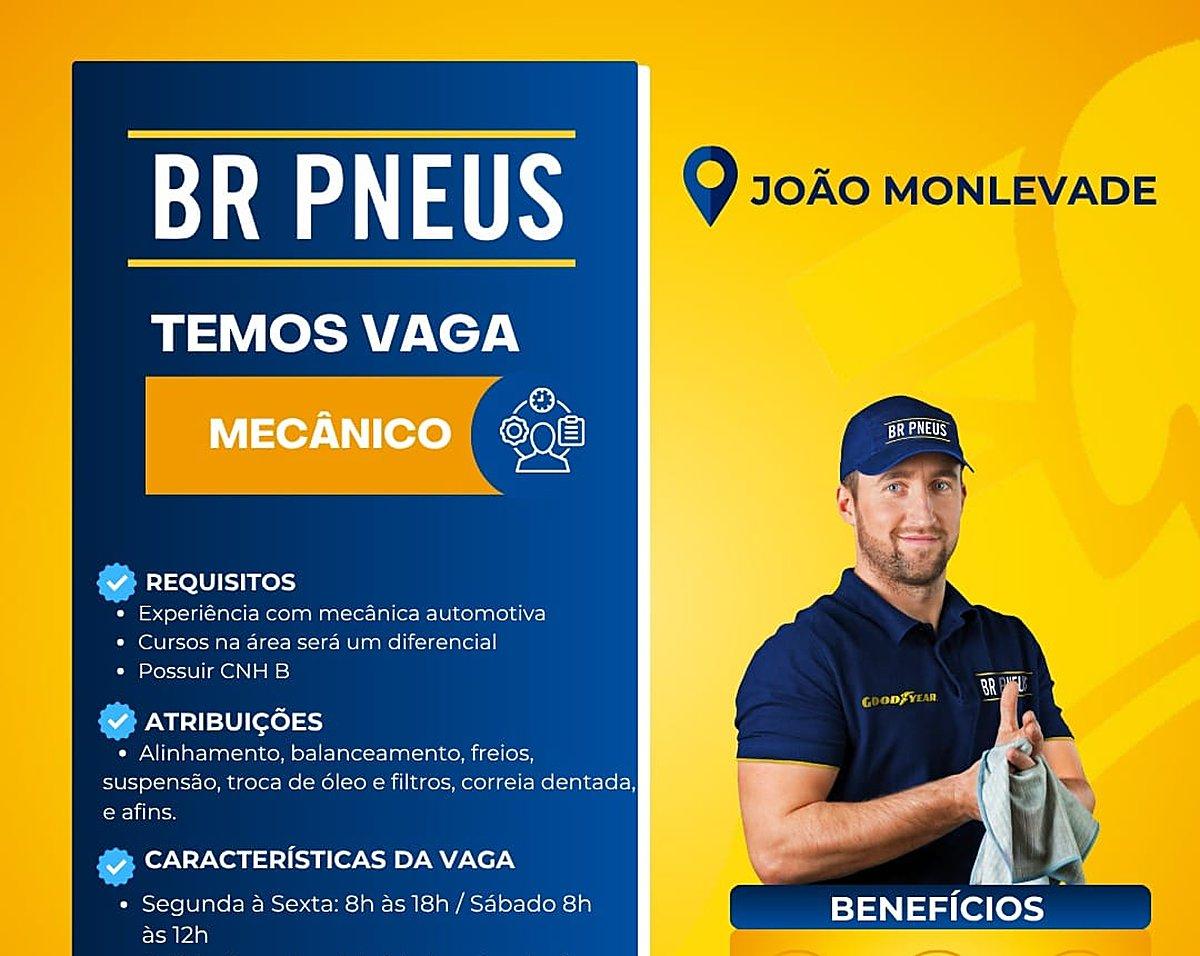 BR Pneus contrata Mecânico em João Monlevade com bons benefícios