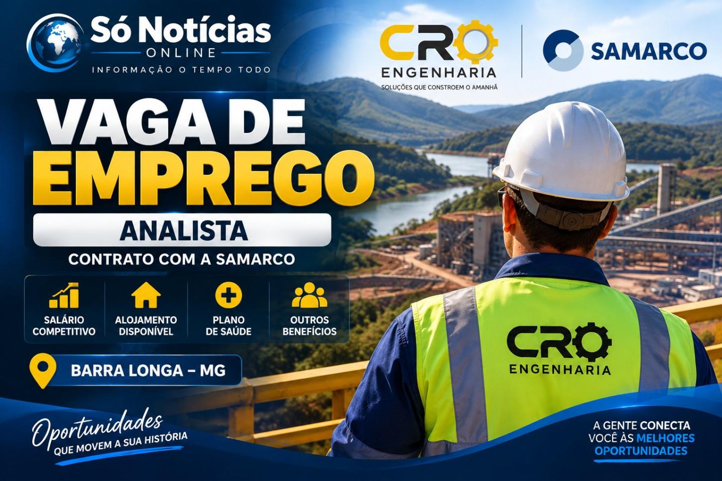 CRO Engenharia abre vaga com salário de R$ 3.800 para contrato da Samarco