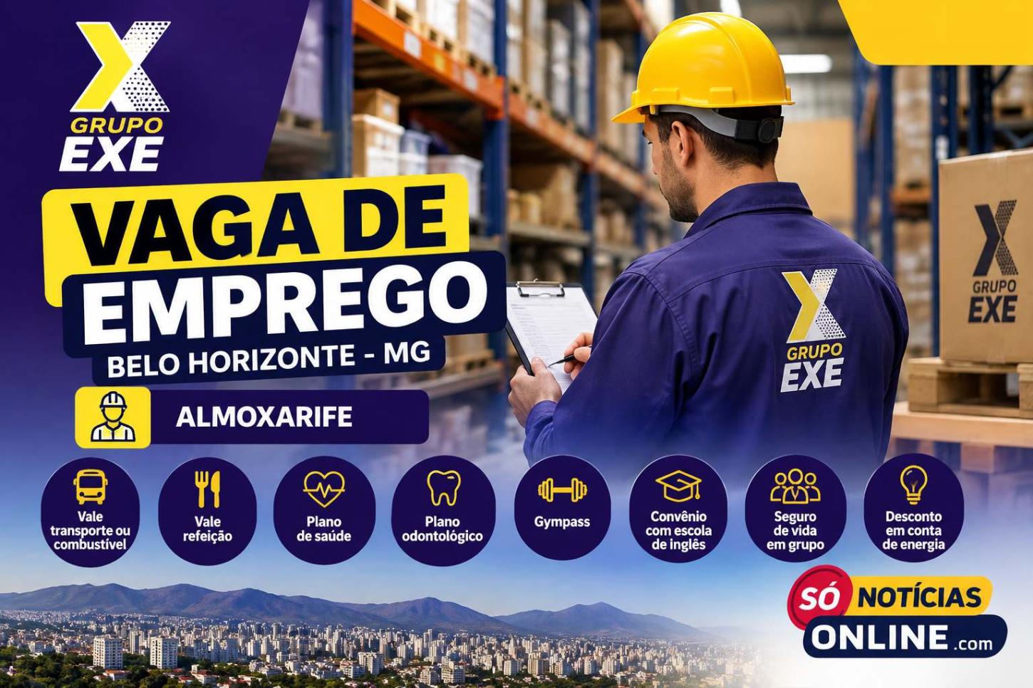 Grupo EXE abre vaga de emprego em Belo Horizonte com vários benefícios