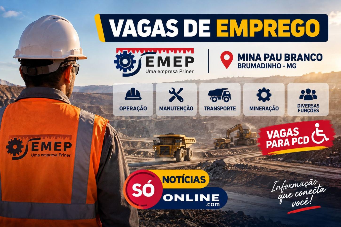 SEMEP abre vagas para 46 funções na Mina Pau Branco, em Brumadinho
