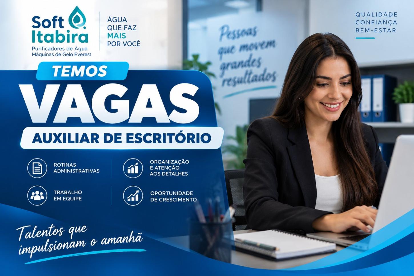 Soft Itabira abre vaga de emprego para auxiliar de escritório em Itabira