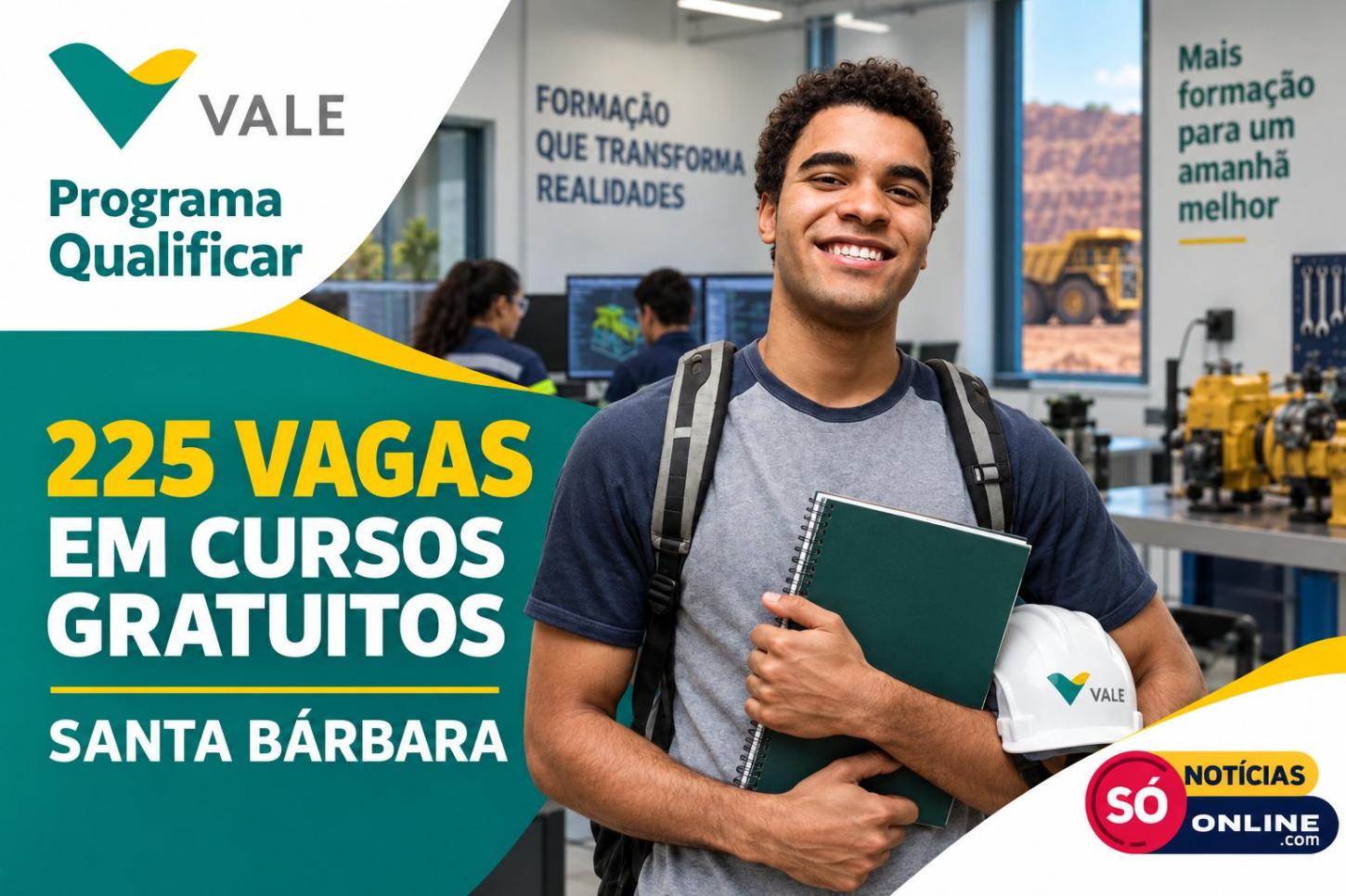 Vale abre 225 vagas em cursos gratuitos em Santa Bárbara neste mês
