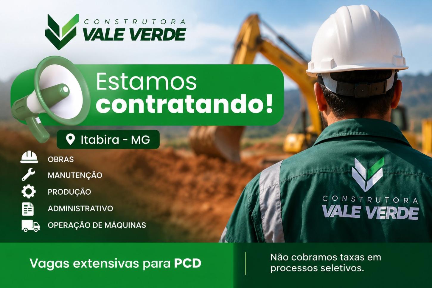Vale Verde abre vagas de emprego em Itabira para diversas funções