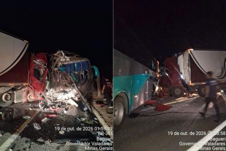 Acidente na BR-381: batida entre carreta e ônibus deixa um morto e 41 feridos em Valadares