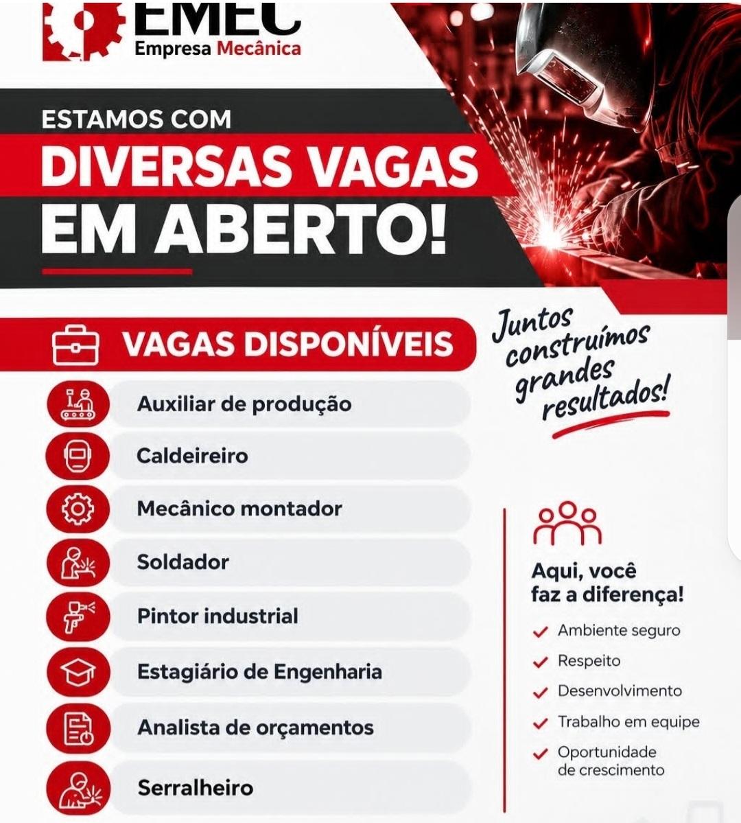 Indústria mecânica abre vagas para soldador, caldeireiro, estagiário e mais 5 funções; veja como enviar currículo