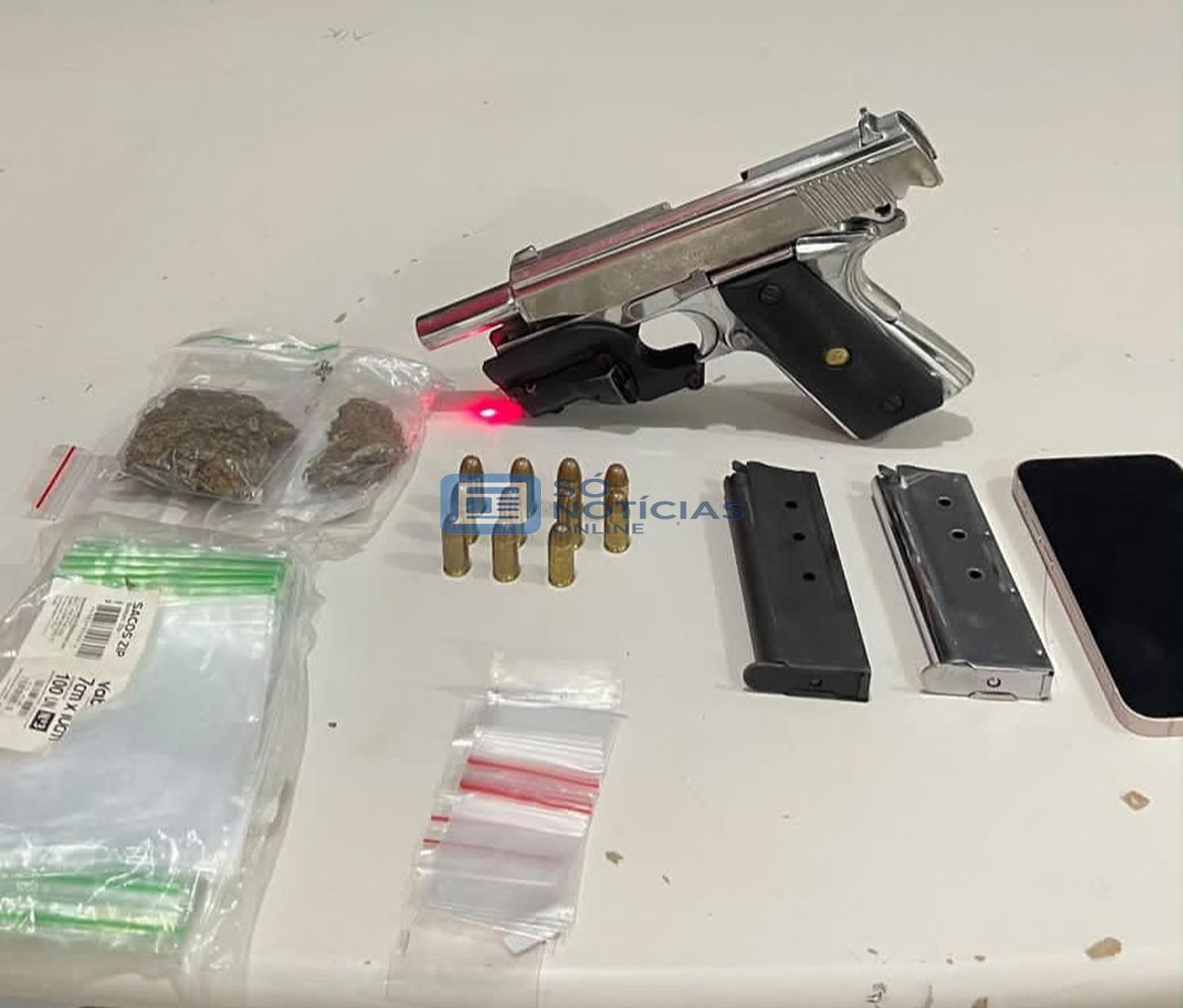 PM prende jovem com pistola, munições e drogas durante operação em Itabira