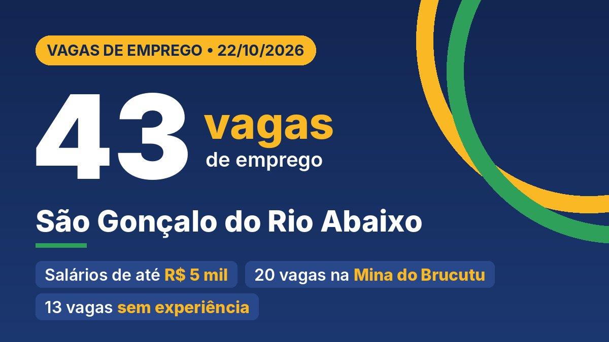SINE de São Gonçalo do Rio Abaixo tem 43 vagas nesta quinta (22/10); salários chegam a R$ 5 mil