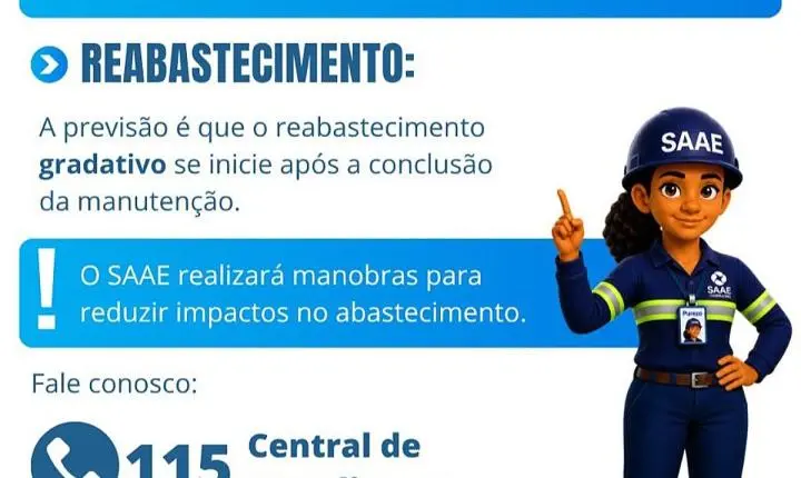 Abastecimento de água em Itabira pode ser afetado nesta quarta (14); veja orientações do Saae 