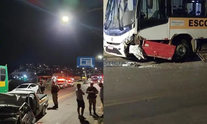 Motorista fica gravemente ferido após bater Saveiro contra ônibus estacionado no bairro Fênix
