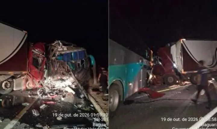Acidente na BR-381: batida entre carreta e ônibus deixa um morto e 41 feridos em Valadares