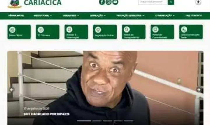Hacker invade site da Câmara de Cariacica-ES e coloca foto de Kid Bengala na página principal