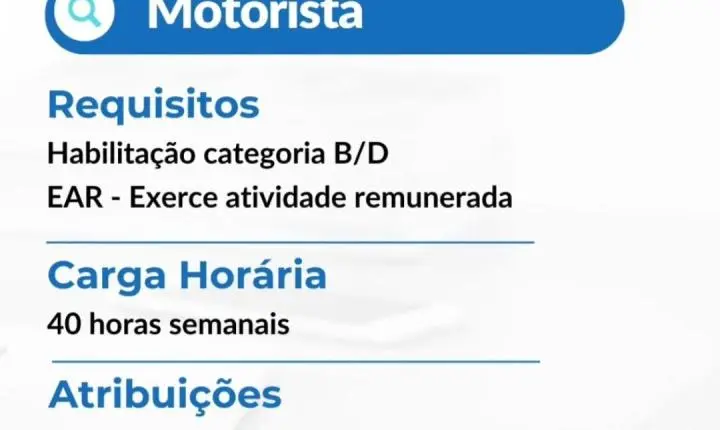 COMBEM abre três vagas em Itabira: motorista, oficineiro e monitora de artesanato